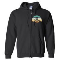 Disc Golf Retro Sunset Frisbee Golf Player Full Zip Hoodie