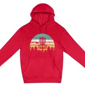 Disc Golf Retro Sunset Frisbee Golf Player Premium Pullover Hoodie