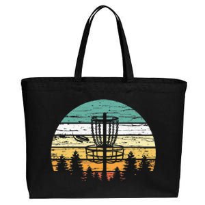 Disc Golf Retro Sunset Frisbee Golf Player Cotton Canvas Jumbo Tote