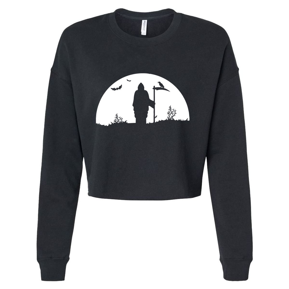 Death Grim Reaper Graphic Cropped Pullover Crew
