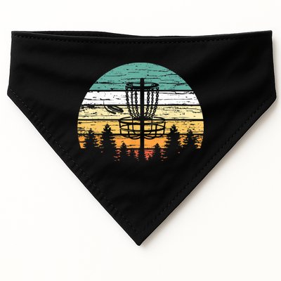 Disc Golf Retro Shirt, Sunset Vintage Frisbee Golf USA-Made Doggie Bandana