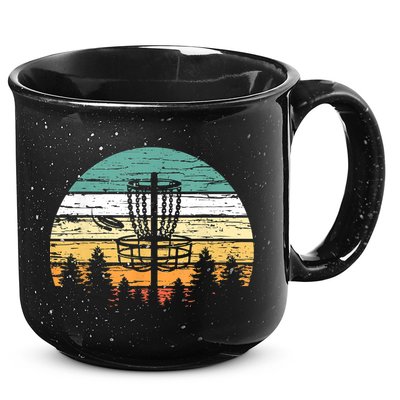 Disc Golf Retro Shirt, Sunset Vintage Frisbee Golf 15oz Campfire Ceramic Mug