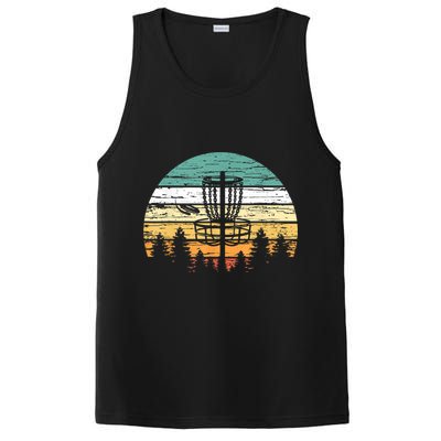 Disc Golf Retro Shirt, Sunset Vintage Frisbee Golf PosiCharge Competitor Tank