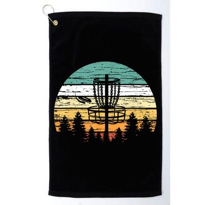 Disc Golf Retro Shirt, Sunset Vintage Frisbee Golf Golf Towel