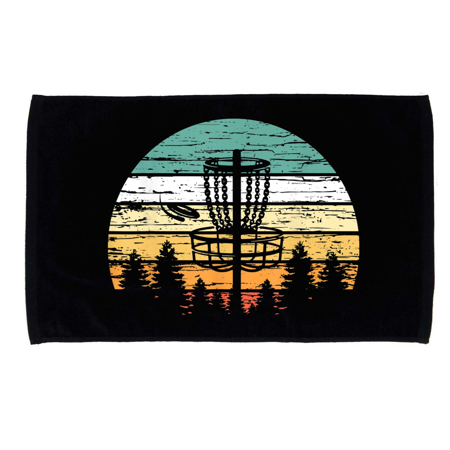 Disc Golf Retro Shirt, Sunset Vintage Frisbee Golf Microfiber Hand Towel