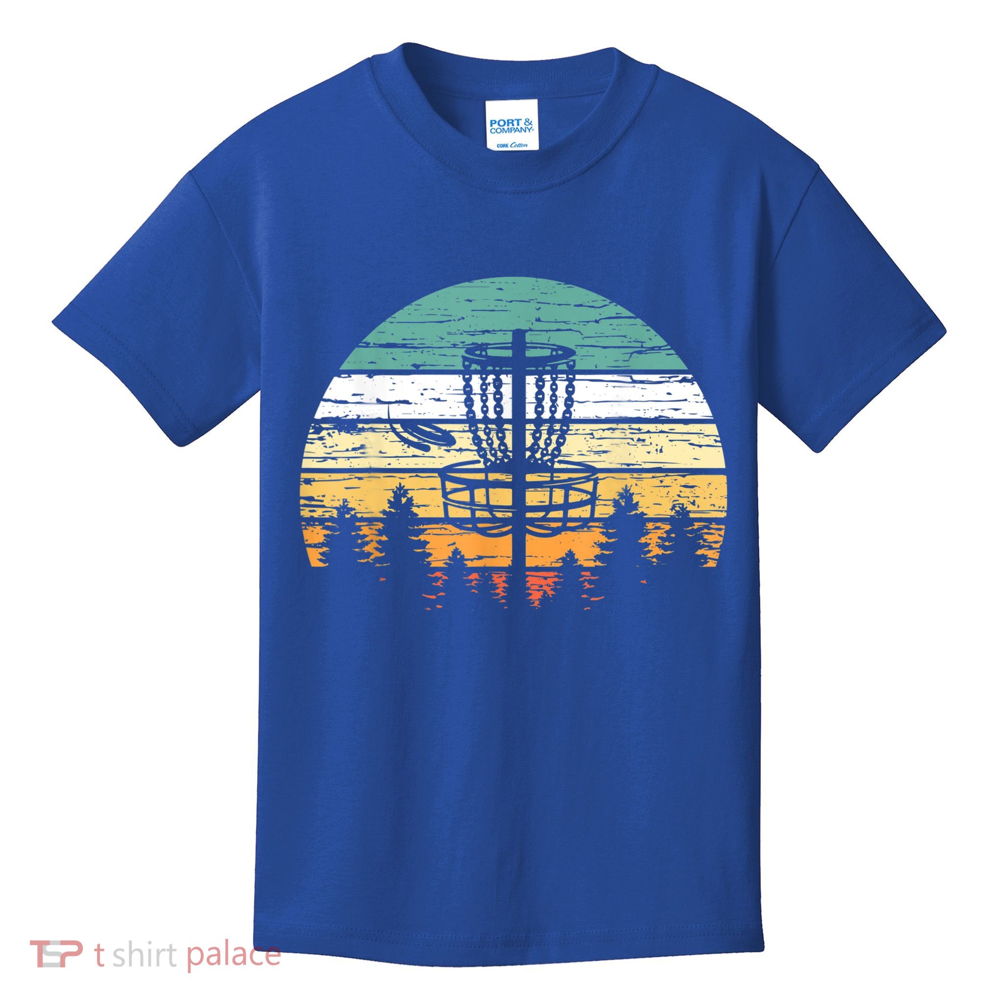 Disc Golf Retro Shirt, Sunset Vintage Frisbee Golf Kids T-Shirt