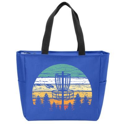 Disc Golf Retro Shirt, Sunset Vintage Frisbee Golf Zip Tote Bag