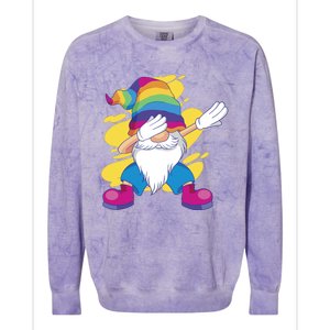 Dabbing Gnome Rainbow Colorblast Crewneck Sweatshirt