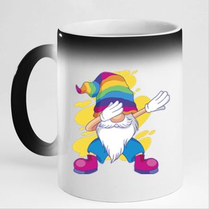 Dabbing Gnome Rainbow 11oz Black Color Changing Mug