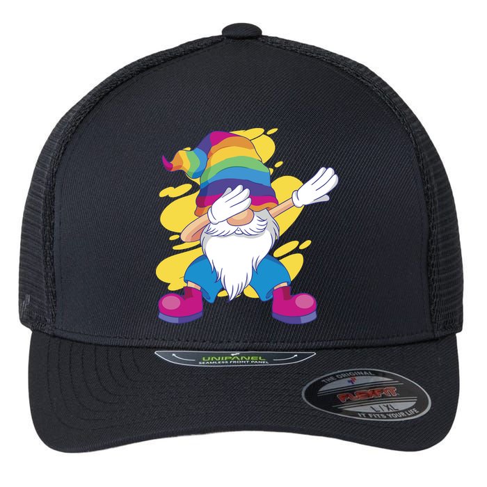 Dabbing Gnome Rainbow Flexfit Unipanel Trucker Cap