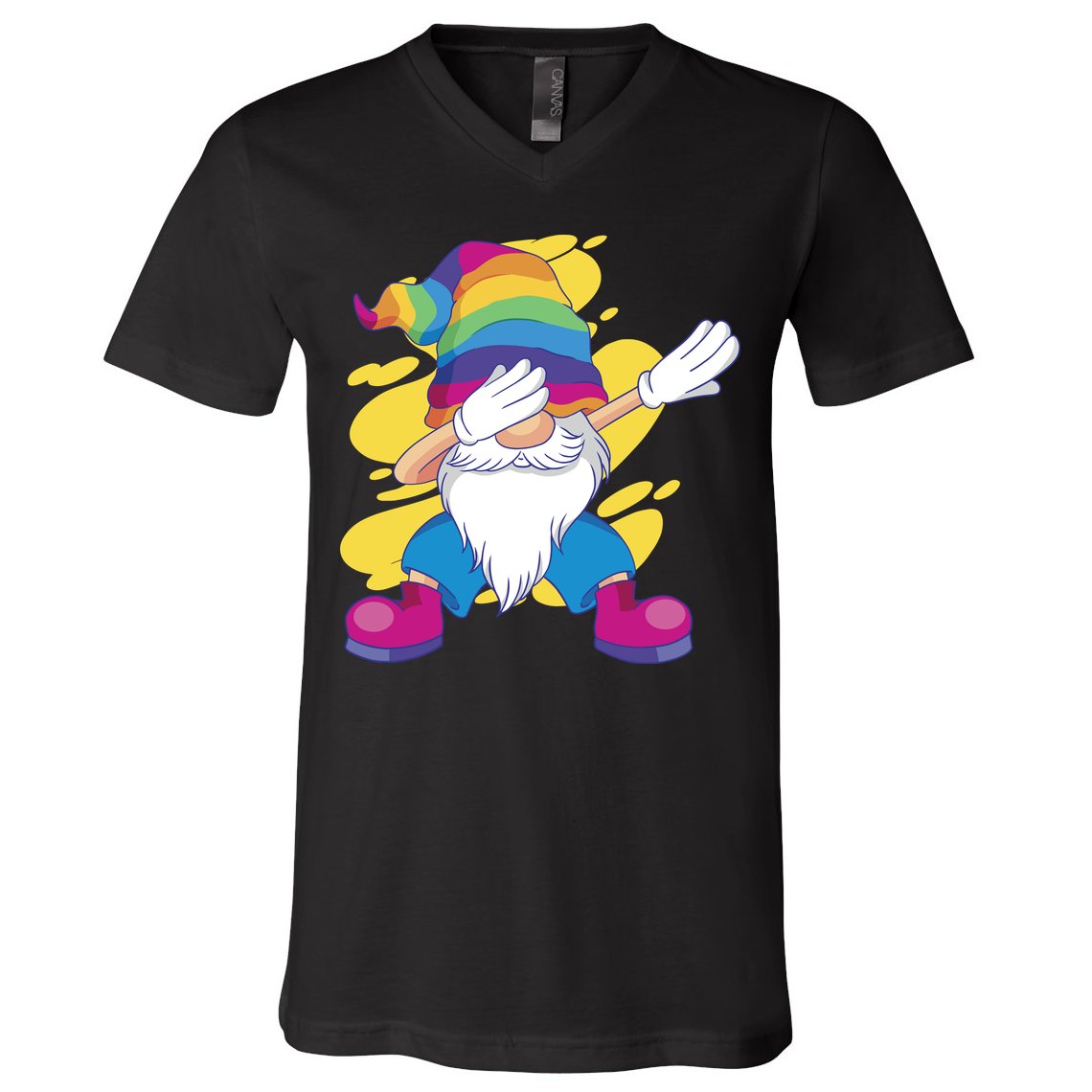 Dabbing Gnome Rainbow V-Neck T-Shirt