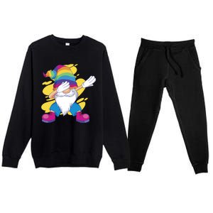 Dabbing Gnome Rainbow Premium Crewneck Sweatsuit Set