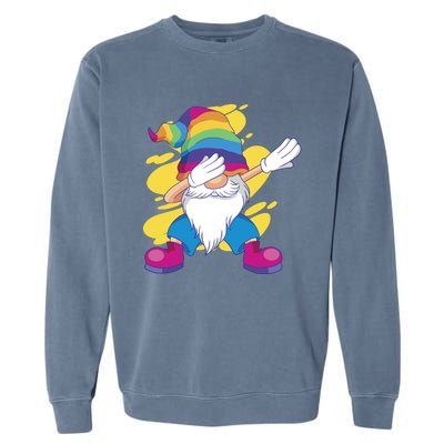 Dabbing Gnome Rainbow Garment-Dyed Sweatshirt