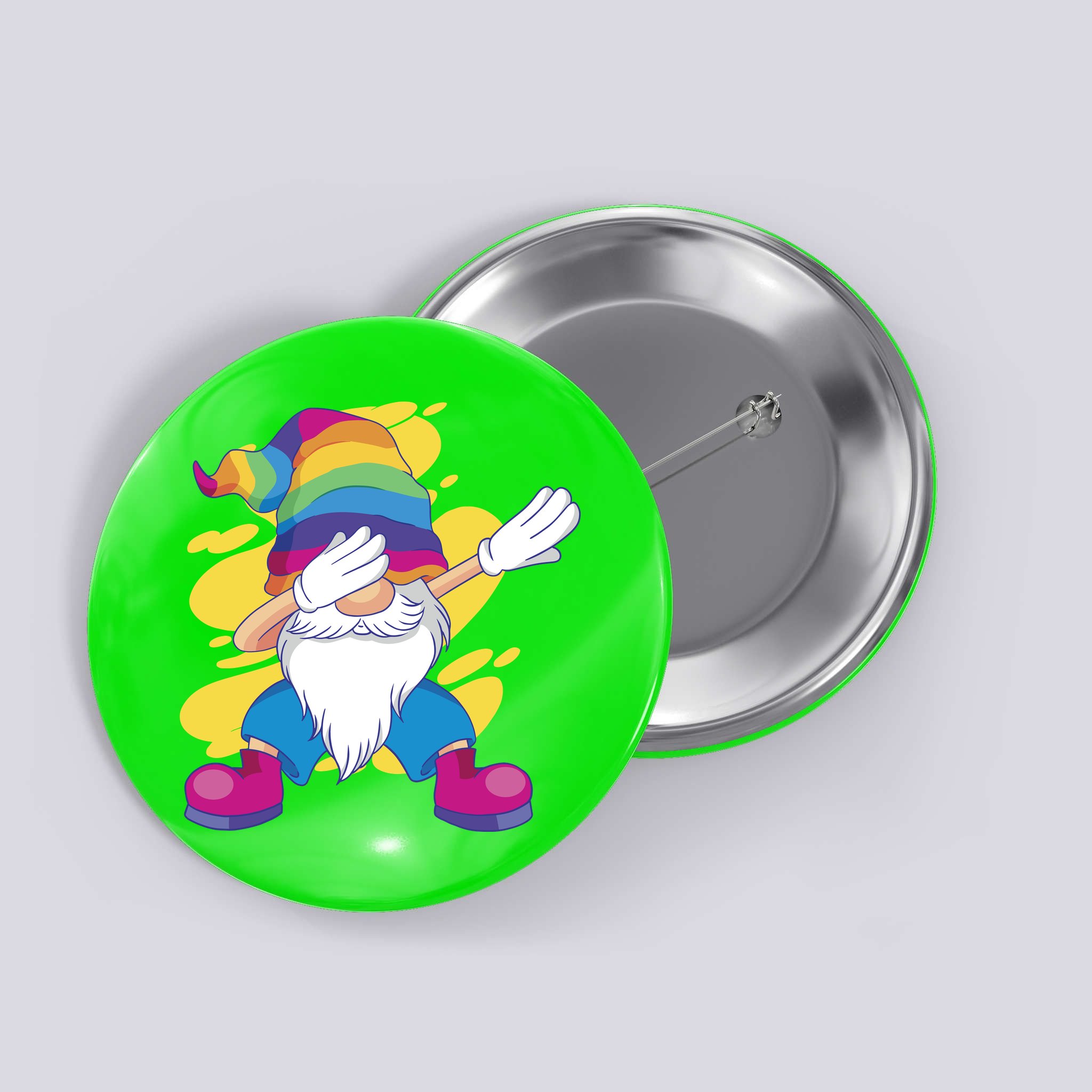 Dabbing Gnome Rainbow Button