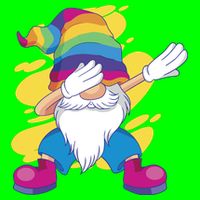 Dabbing Gnome Rainbow Button