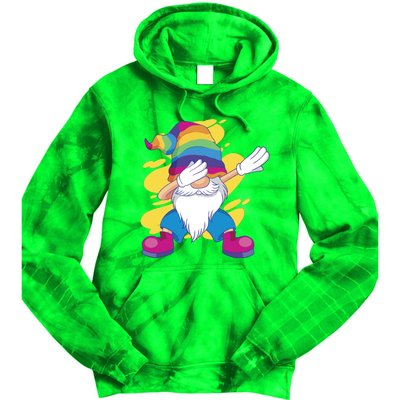 Dabbing Gnome Rainbow Tie Dye Hoodie