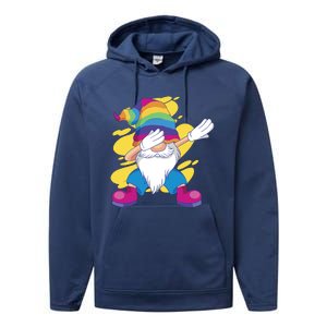 Dabbing Gnome Rainbow Performance Fleece Hoodie