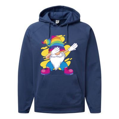 Dabbing Gnome Rainbow Performance Fleece Hoodie