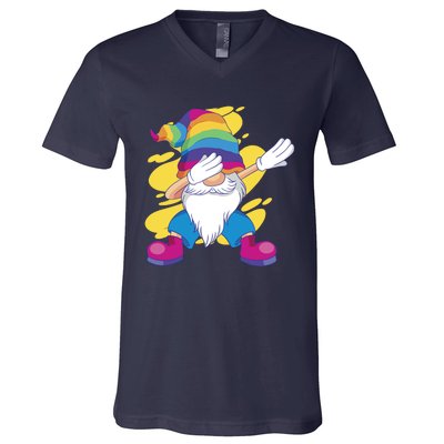 Dabbing Gnome Rainbow V-Neck T-Shirt