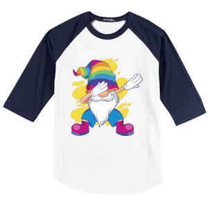 Dabbing Gnome Rainbow Baseball Sleeve Shirt