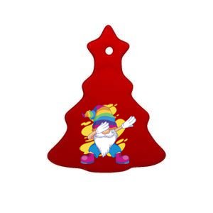 Dabbing Gnome Rainbow Ceramic Tree Ornament