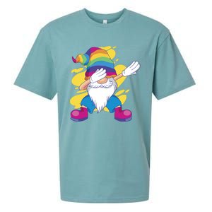 Dabbing Gnome Rainbow Sueded Cloud Jersey T-Shirt