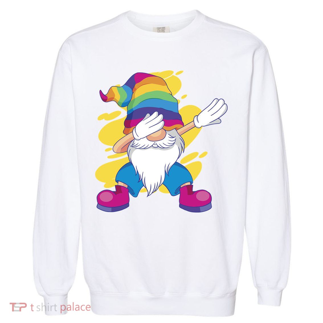 Dabbing Gnome Rainbow Garment-Dyed Sweatshirt