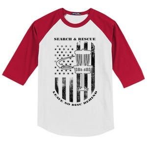 Disc Golf Rescue Squad Never Lose a Disc Black Kids Colorblock Raglan Jersey