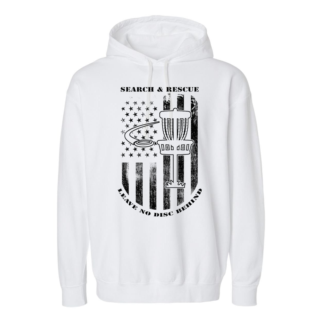 Disc Golf Rescue Squad Never Lose a Disc Black Garment-Dyed Fleece Hoodie