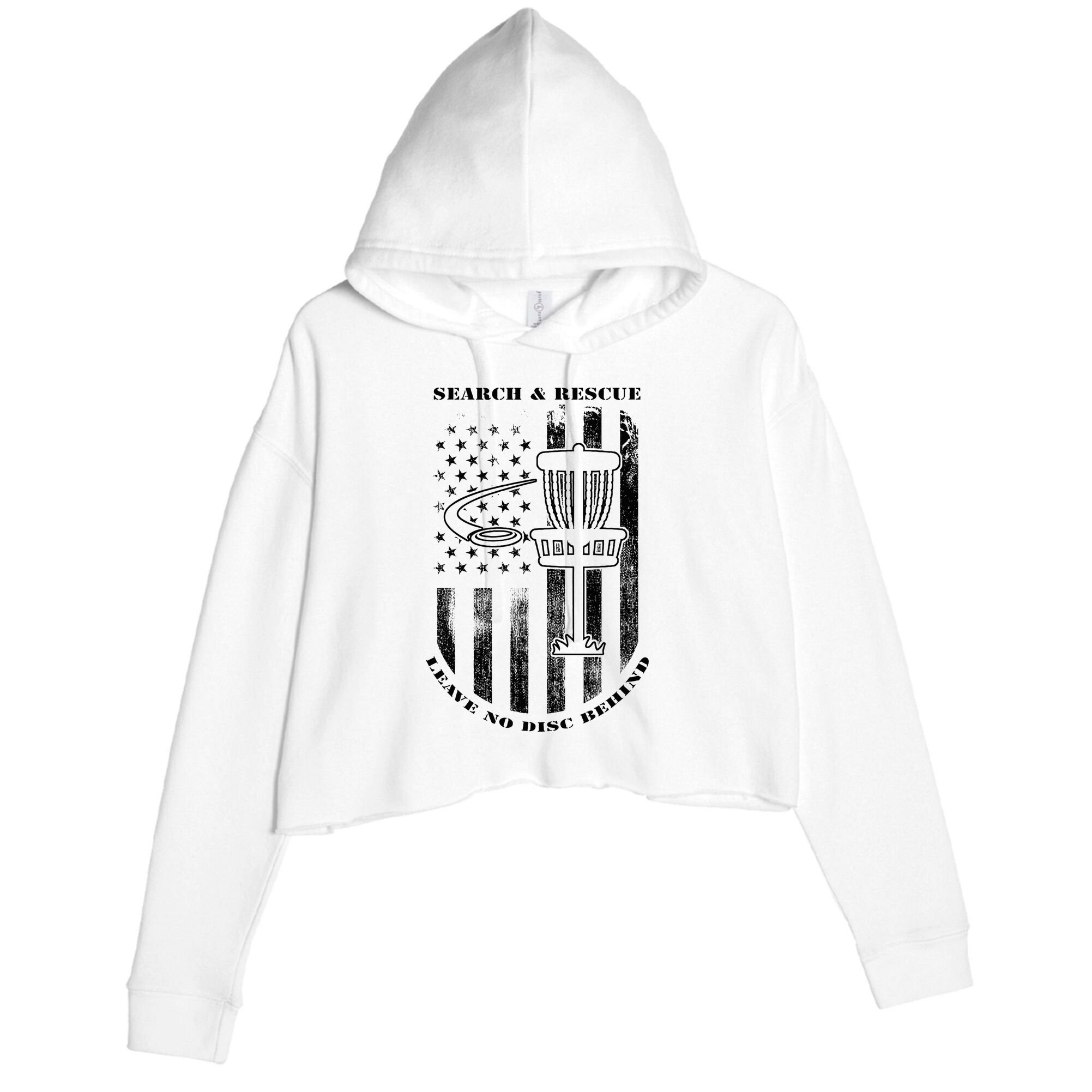 Disc Golf Rescue Squad Never Lose a Disc Black Crop Fleece Hoodie
