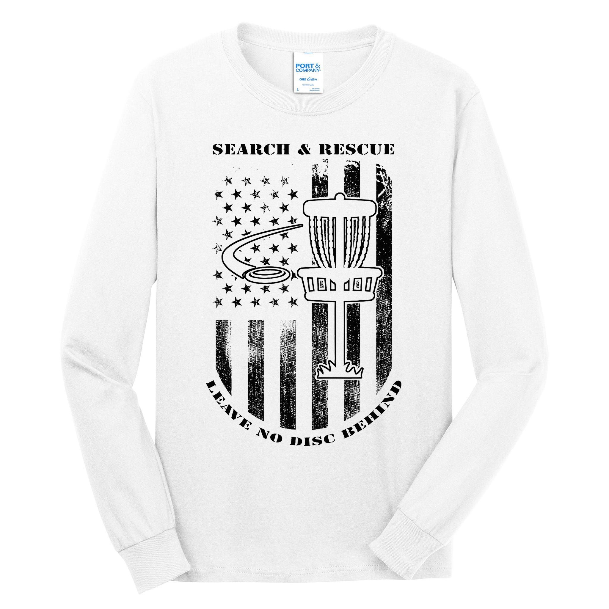 Disc Golf Rescue Squad Never Lose a Disc Black Tall Long Sleeve T-Shirt