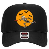 Disc Golfing Skeleton Halloween Disc Golf Halloween High Crown Mesh Back Trucker Hat