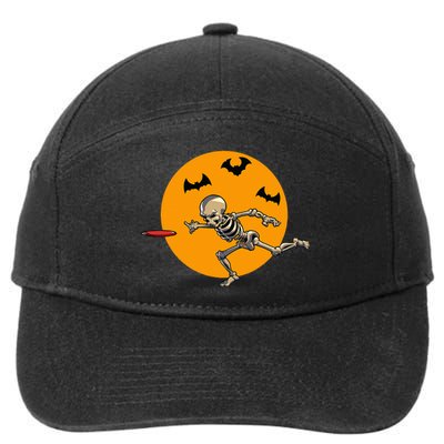 Disc Golfing Skeleton Halloween Disc Golf Halloween 7-Panel Snapback Hat