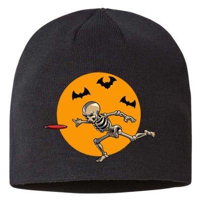 Disc Golfing Skeleton Halloween Disc Golf Halloween Sustainable Beanie