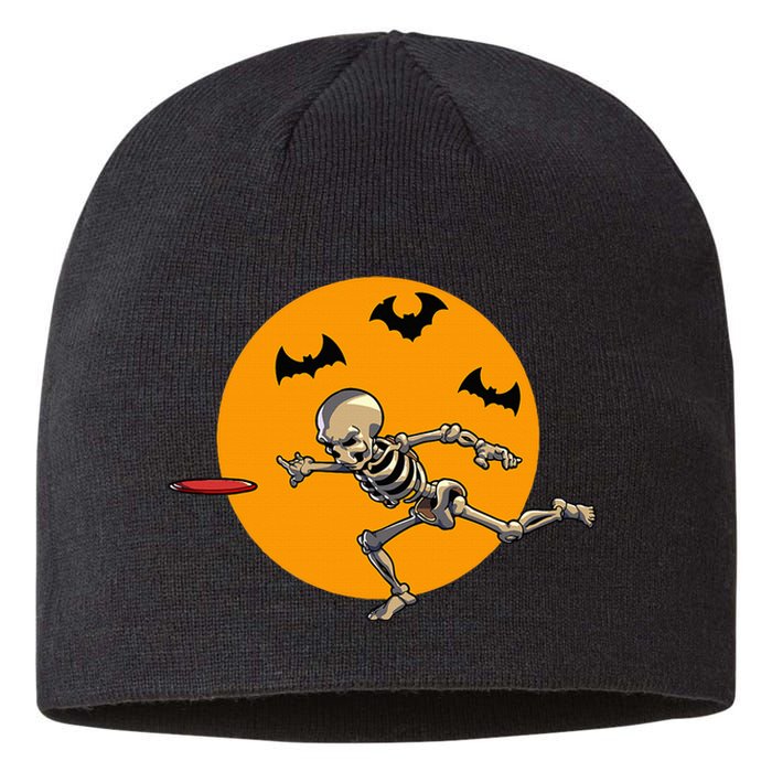 Disc Golfing Skeleton Halloween Disc Golf Halloween Sustainable Beanie