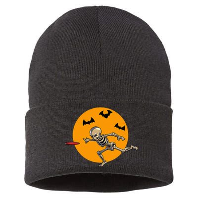 Disc Golfing Skeleton Halloween Disc Golf Halloween Sustainable Knit Beanie