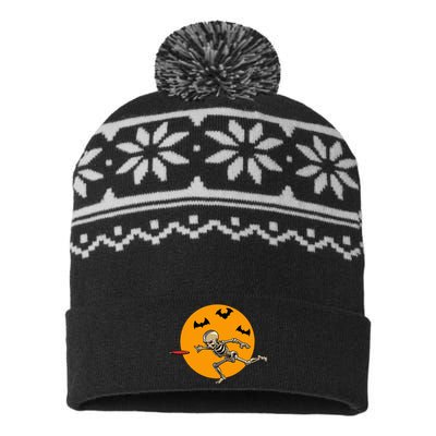 Disc Golfing Skeleton Halloween Disc Golf Halloween USA-Made Snowflake Beanie