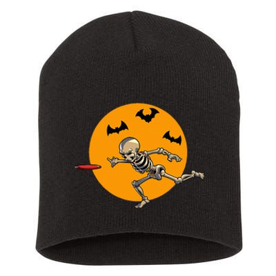 Disc Golfing Skeleton Halloween Disc Golf Halloween Short Acrylic Beanie