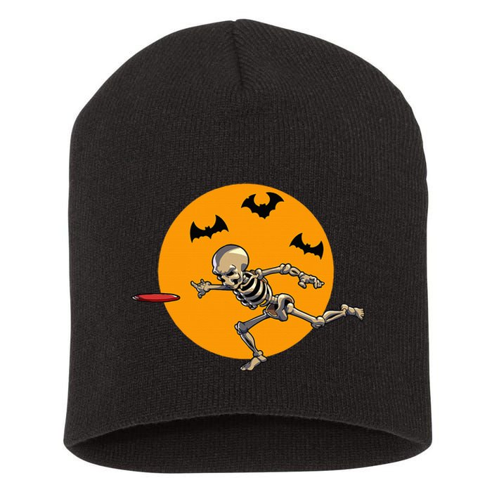 Disc Golfing Skeleton Halloween Disc Golf Halloween Short Acrylic Beanie