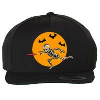 Disc Golfing Skeleton Halloween Disc Golf Halloween Wool Snapback Cap