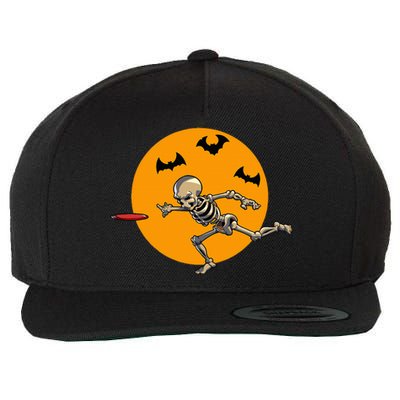 Disc Golfing Skeleton Halloween Disc Golf Halloween Wool Snapback Cap