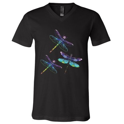 Dragonfly Gift Spirit Animal Chakra Color Dragonflies V-Neck T-Shirt