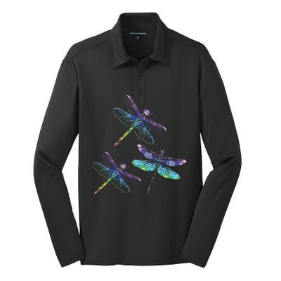 Dragonfly Gift Spirit Animal Chakra Color Dragonflies Silk Touch Performance Long Sleeve Polo