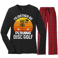 Disc Golf Shirt I'd Rather Be Playing Disc Golf Women's Long Sleeve Flannel Pajama Set 