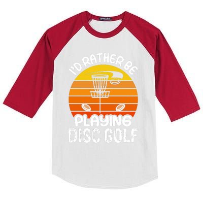 Disc Golf Shirt I'd Rather Be Playing Disc Golf Kids Colorblock Raglan Jersey