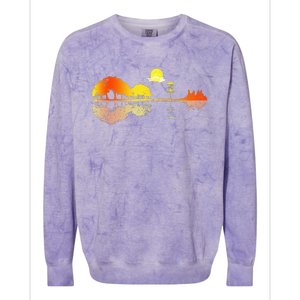 Disc Golf Sunset Guitar Guitarist Player Golfing Colorblast Crewneck Sweatshirt