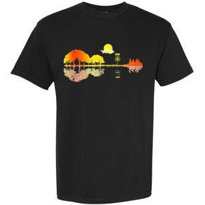 Disc Golf Sunset Guitar Guitarist Player Golfing Garment-Dyed Heavyweight T-Shirt