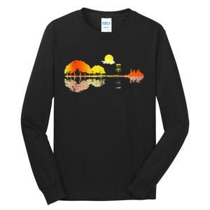 Disc Golf Sunset Guitar Guitarist Player Golfing Tall Long Sleeve T-Shirt