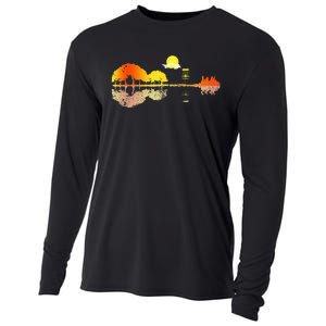 Disc Golf Sunset Guitar Guitarist Player Golfing Cooling Performance Long Sleeve Crew