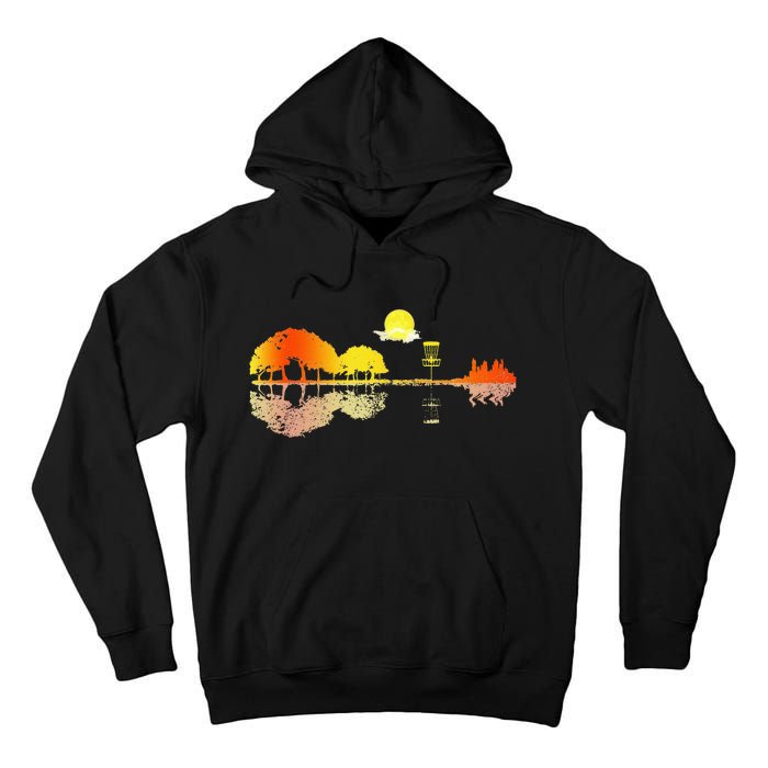 Disc Golf Sunset Guitar Guitarist Player Golfing Tall Hoodie